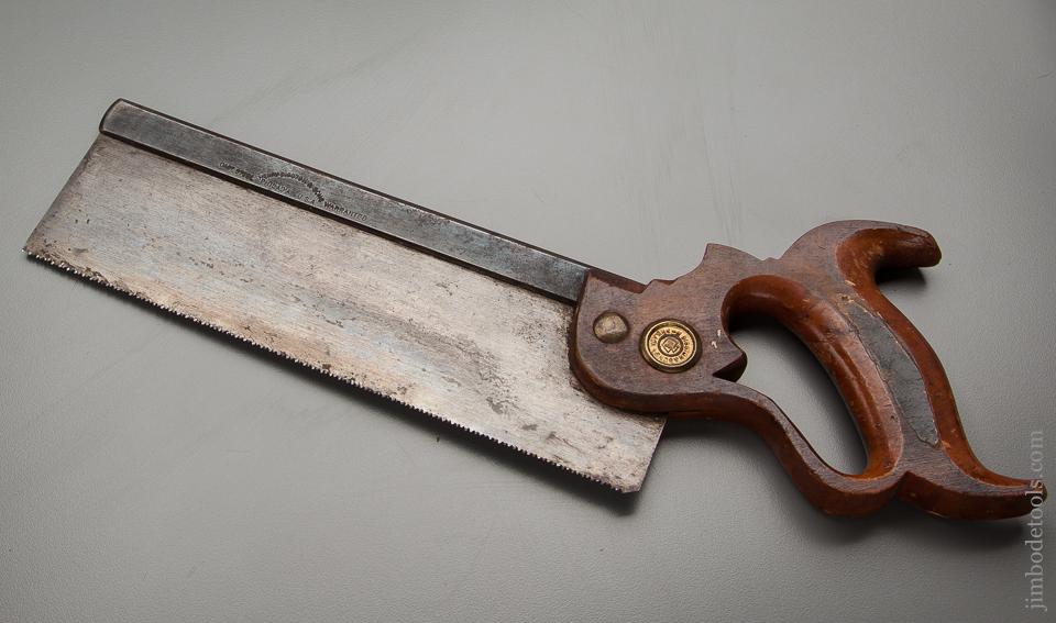 15 point 10 inch Crosscut HENRY DISSTON & SONS PHILADA Back Saw with circa 1896-1917 Medallion - 77070R