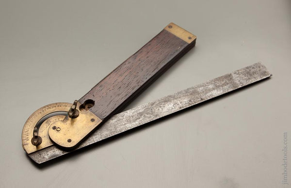 Fine 12 inch FISHER June 23, 1868 Patent Rosewood and Brass Bevel - 92781R