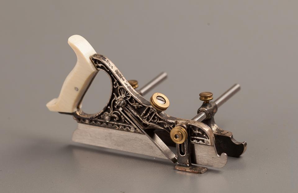 Three inch PAUL HAMLER Miniature Sterling Silver Miller's Patent No. 43 Plow Plane - 77128R