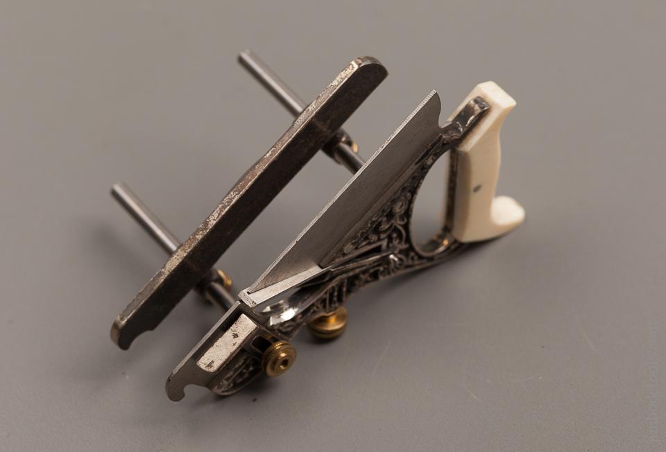 Three inch PAUL HAMLER Miniature Sterling Silver Miller's Patent No. 43 Plow Plane - 77128R
