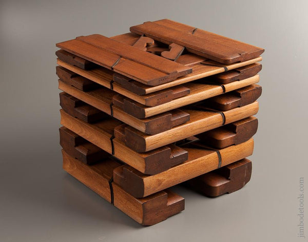 Complete Set of 18 KING & PEACH HULL Hollows & Rounds SKEWED Moulding Planes circa 1848-64 EVENS - 77131