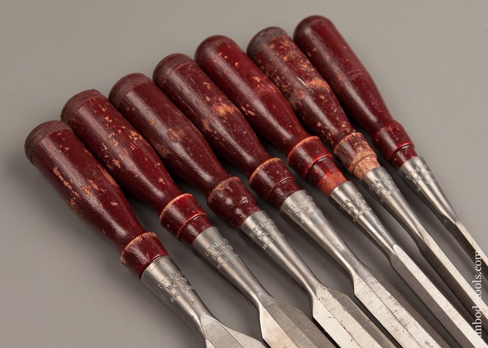 Superb Set of Seven Long STANLEY No. 720 Chisels NEAR NEW - 77208