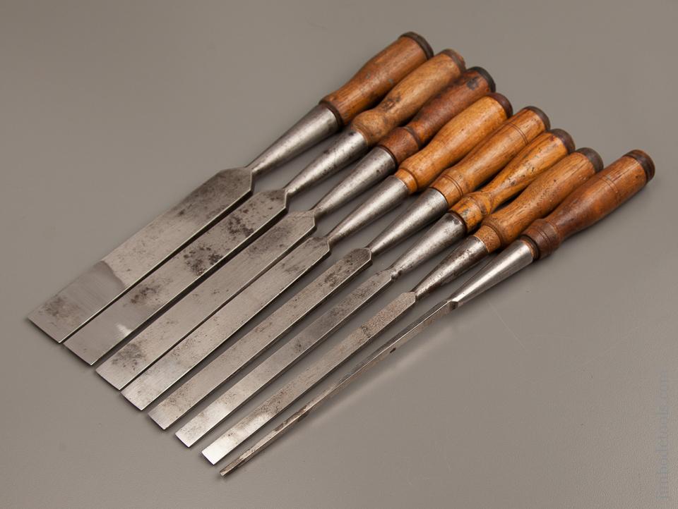 Good User Set of Eight Socket Firmer Chisels by JAMES SWAN - 77209