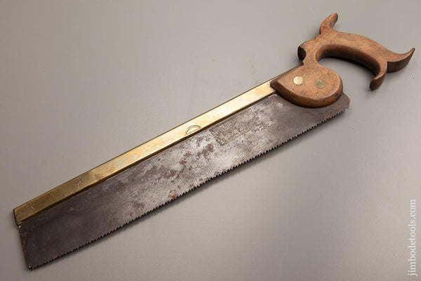 Early SAM'L NEWBOULD 9 point 14 inch Rip Brass Back Saw circa 1800 - 77254