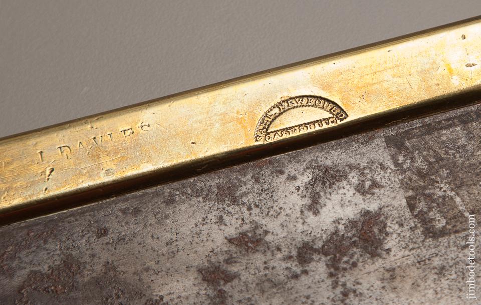 Early SAM'L NEWBOULD 9 point 14 inch Rip Brass Back Saw circa 1800 - 77254