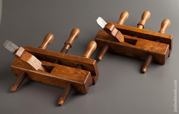 Unheard of! Pair of Three Arm Tongue & Groove Planes in Pear Wood - 77284