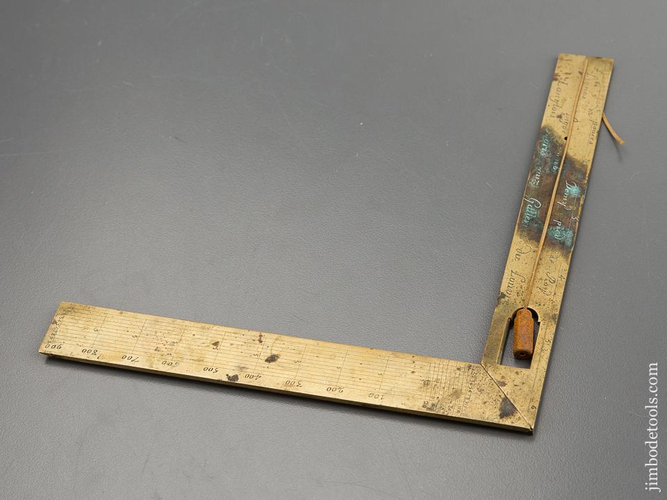 Rare LANGLOIS 1693-1815 Folding Brass Square with Iron Plumb Bob FINE - 77295U
