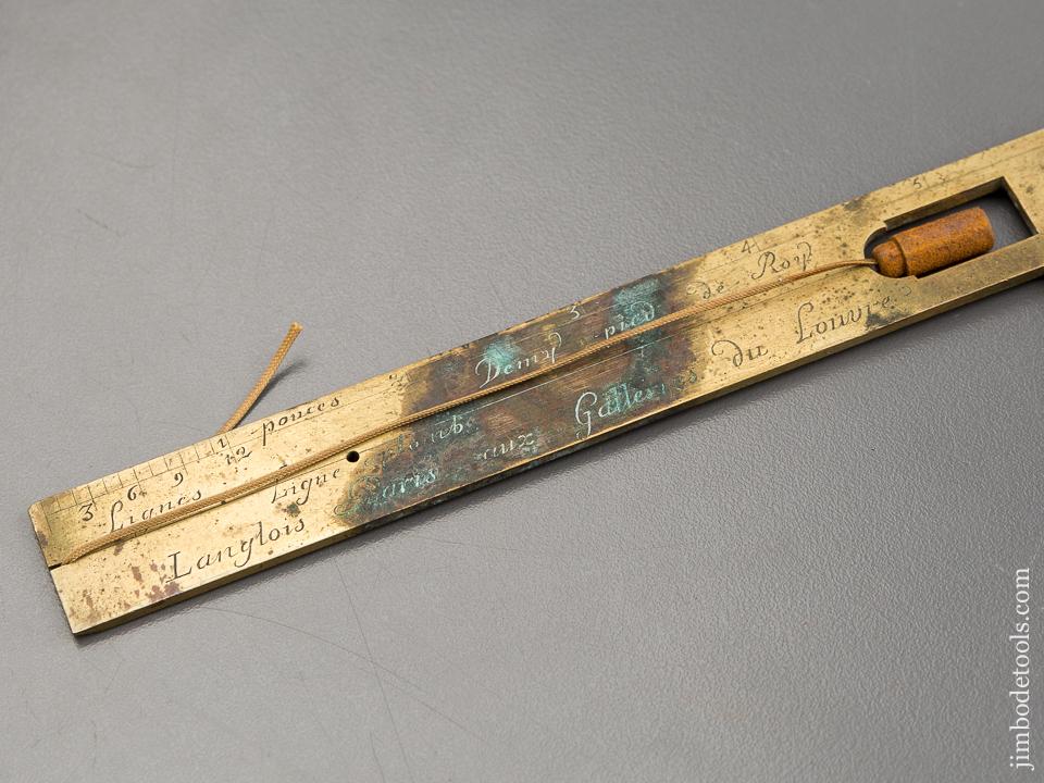 Rare LANGLOIS 1693-1815 Folding Brass Square with Iron Plumb Bob FINE - 77295U