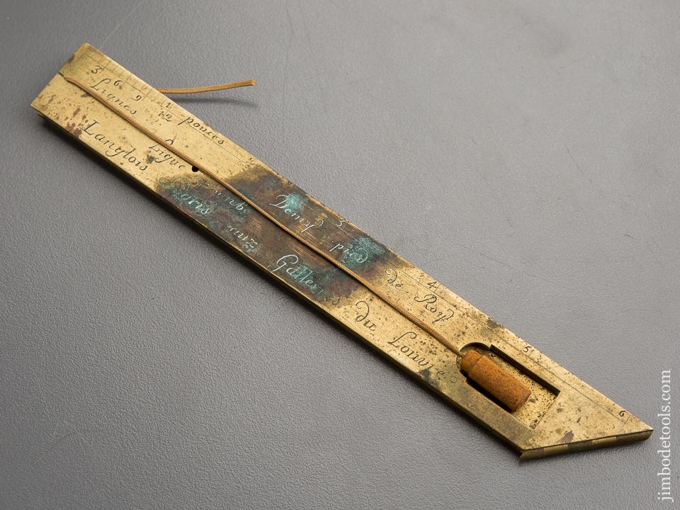 Rare LANGLOIS 1693-1815 Folding Brass Square with Iron Plumb Bob FINE - 77295U