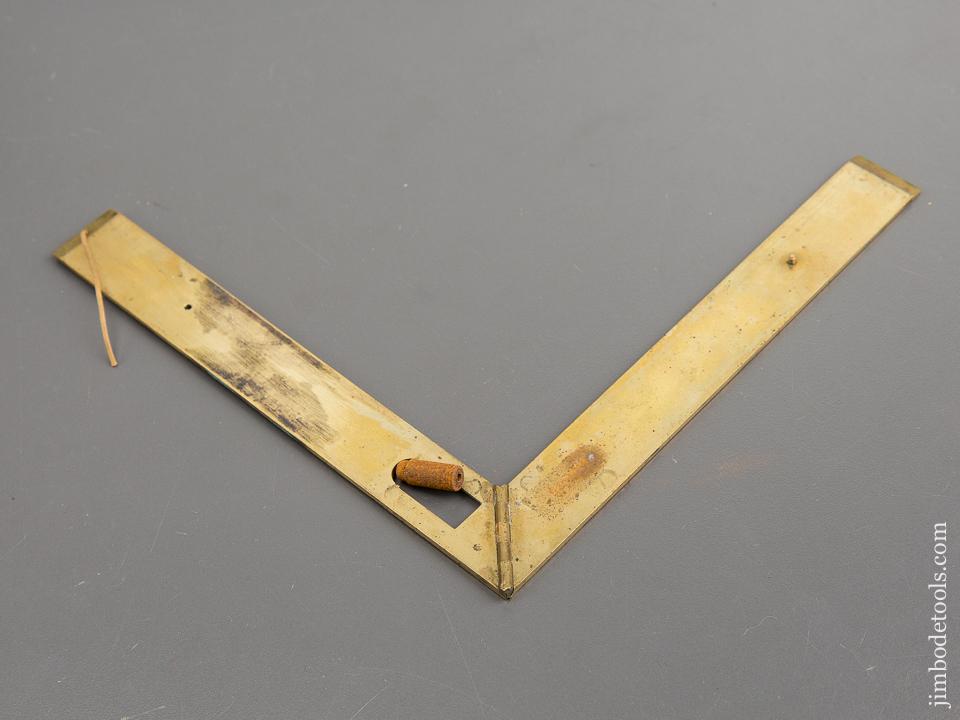 Rare LANGLOIS 1693-1815 Folding Brass Square with Iron Plumb Bob FINE - 77295U