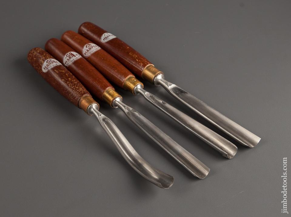 Set of Four MARPLES Rosewood Handled Carving Gouges with Decals NEW OLD STOCK - 77318