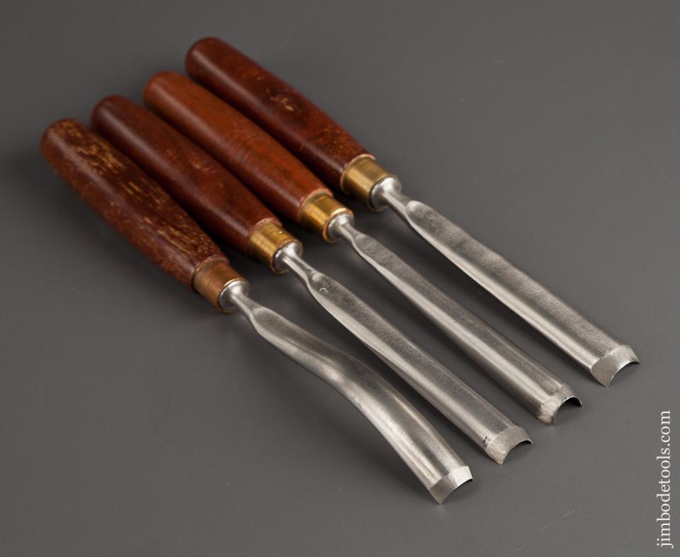 Set of Four MARPLES Rosewood Handled Carving Gouges with Decals NEW OLD STOCK - 77318