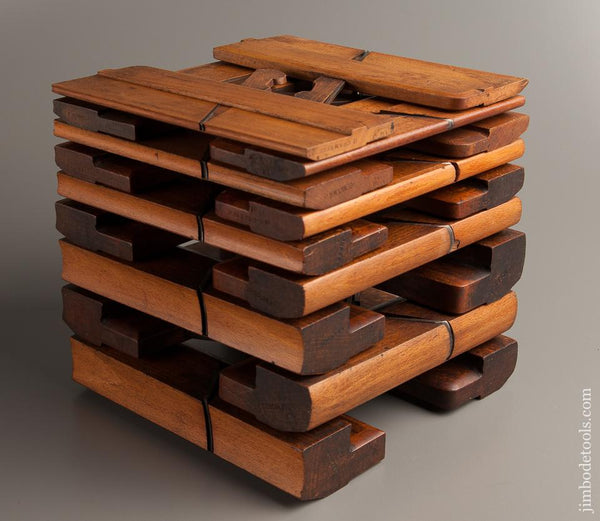 Complete Harlequin Set of 18 Hollows & Rounds Moulding Planes Matched Maker Pairs Numbered EVENS - 77345