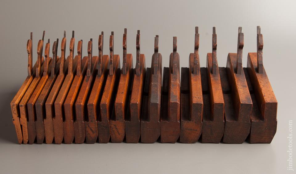 Complete Harlequin Set of 18 Hollows & Rounds Moulding Planes Matched Maker Pairs Numbered EVENS - 77345