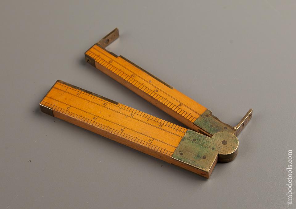 Extra-Fine! Boxwood and Brass One Foot Two-Fold Clinometer in Leather Sheath by SHORT & MASON LONDON - 73379R