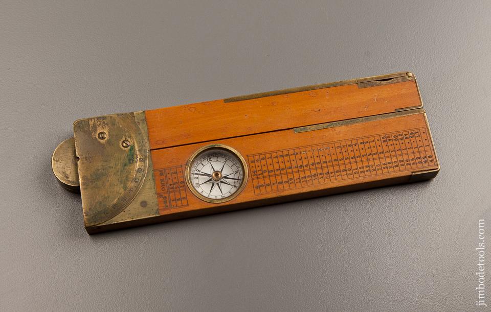 Extra-Fine! Boxwood and Brass One Foot Two-Fold Clinometer in Leather Sheath by SHORT & MASON LONDON - 73379R