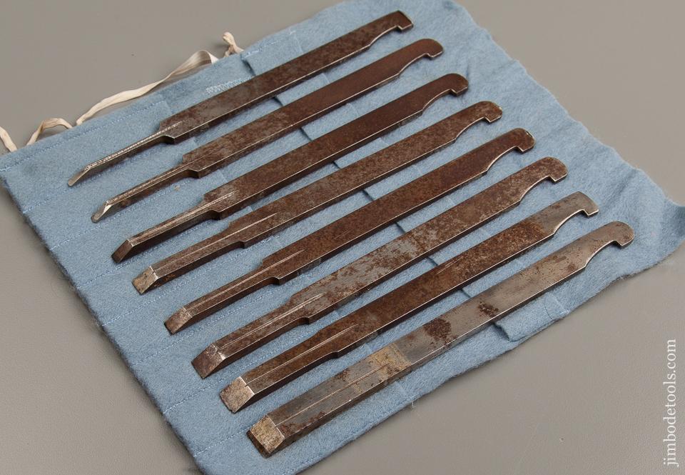 Graduated Set of 8 OHIO TOOL CO. Plow Plane Irons for Center Wheel Plow Plane in Roll - 77381R