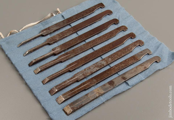 Graduated Set of 8 OHIO TOOL CO. Plow Plane Irons for Center Wheel Plow Plane in Roll - 77381R