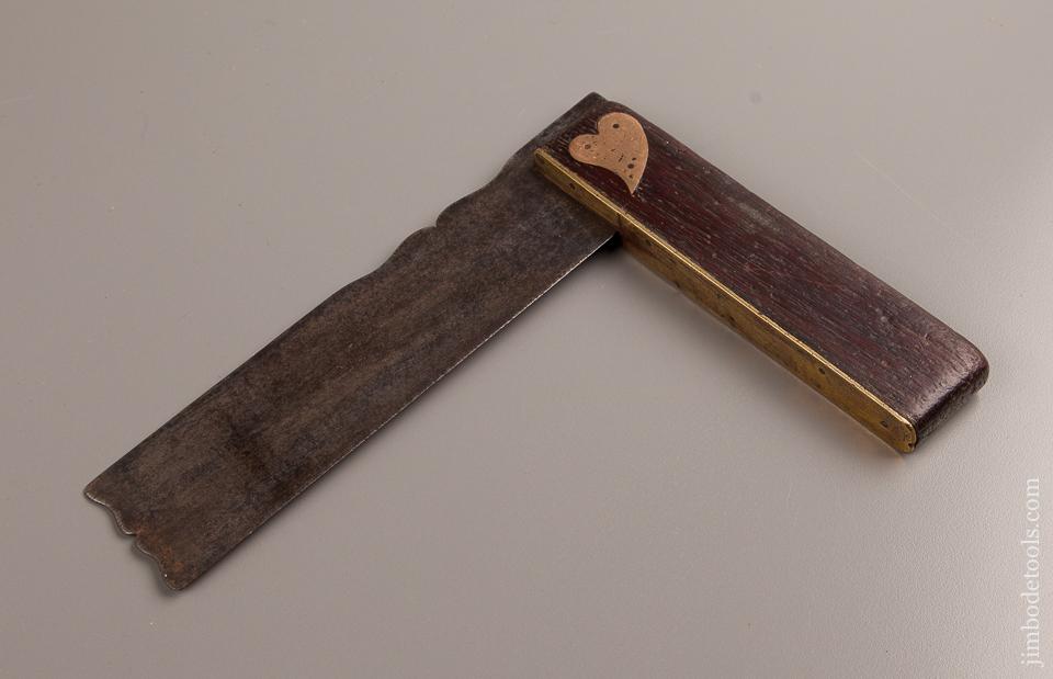 Fancy 18th Century Rosewood Try Square with Heart Design - 77387R