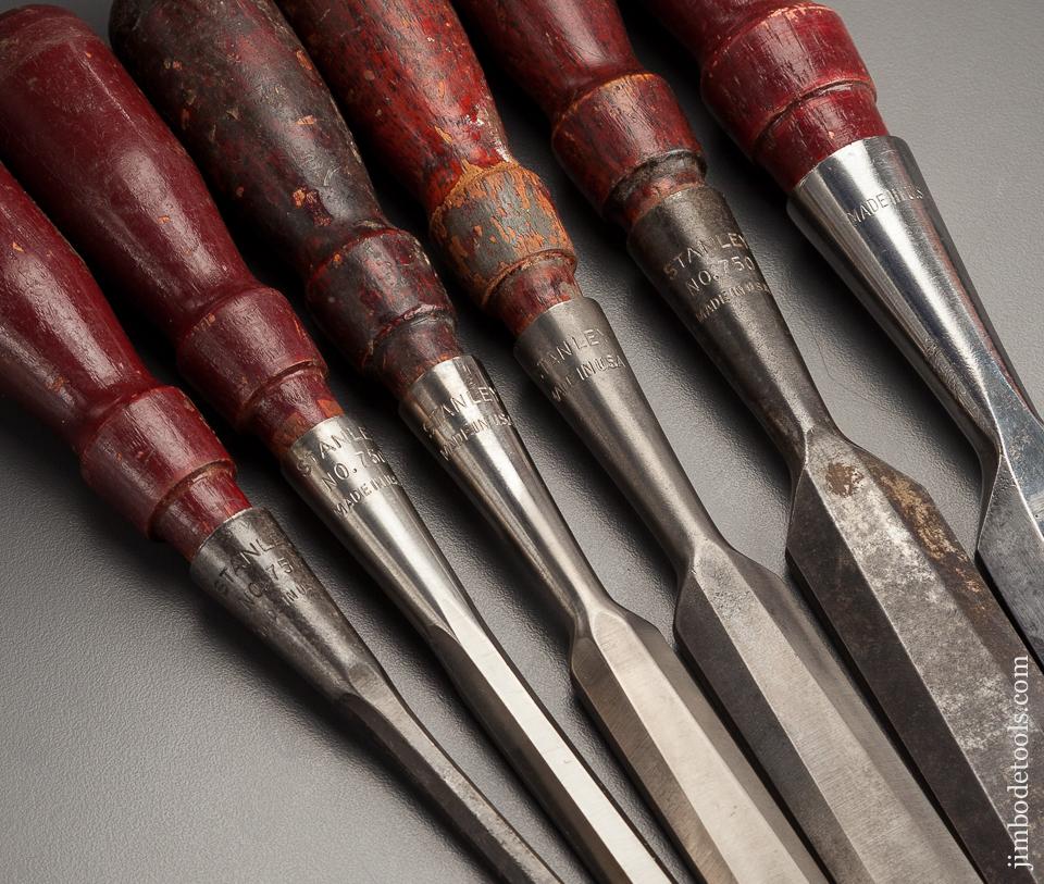 Clean Set of Six STANLEY No. 750 Chisels - 77457