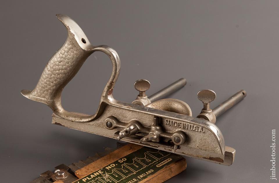 Fine User STANLEY No. 50 Plow Plane with ALL 17 Cutters and 2 Stops - 77537