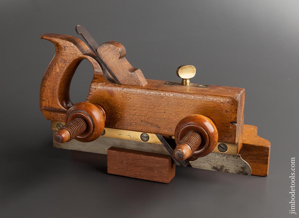 Good User TABER PLANE CO Handled Beech and Boxwood Screw Arm Plow Plane circa 1866-72 New Bedford MA - 77603