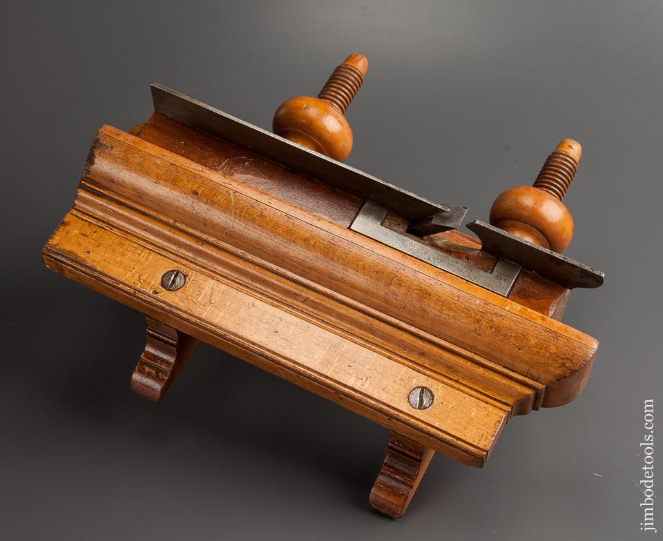 Good User TABER PLANE CO Handled Beech and Boxwood Screw Arm Plow Plane circa 1866-72 New Bedford MA - 77603