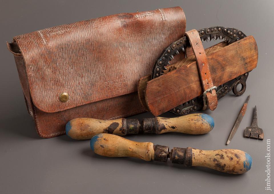 Rare DISSTON Chain Saw with Handles in 11x7 inch Leather Pouch - 77630R