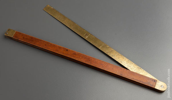 J. & G.H. WALKER MAKERS NEW YORK 12 inch Boxwood and Brass Ship's Bevel Rule circa 1849-73 - 77649R