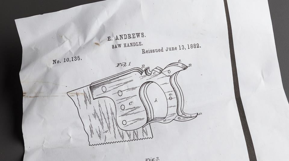 Rare! ANDREWS Patent 1875/1882 Hand Saw - 77686