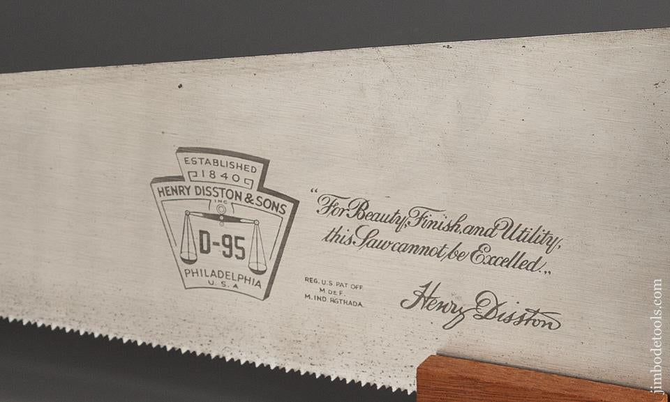 10 point 26 inch Crosscut DISSTON D-95 Hand Saw with Fabulous Rosewood Handle - 77771