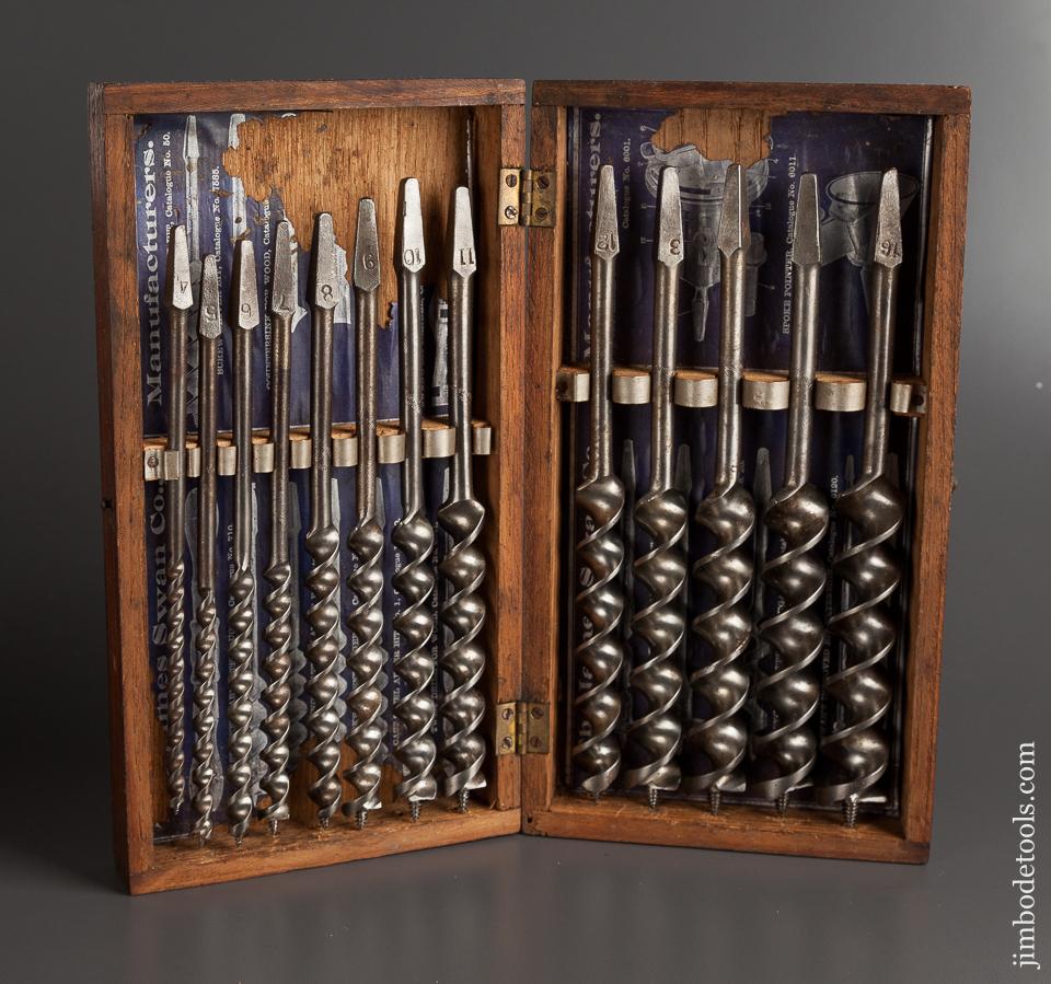 Complete Set of 13 JAMES SWAN Auger Bits in Original Box - 77797