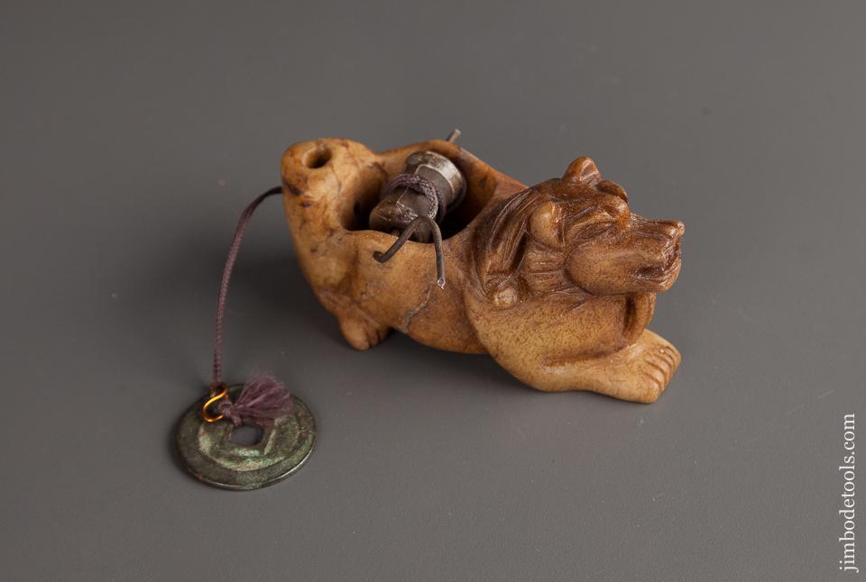 Beautiful Figural Japanese Lion Ink Line Sumitsubo - EXCELSIOR 77823