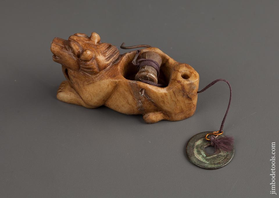 Beautiful Figural Japanese Lion Ink Line Sumitsubo - EXCELSIOR 77823