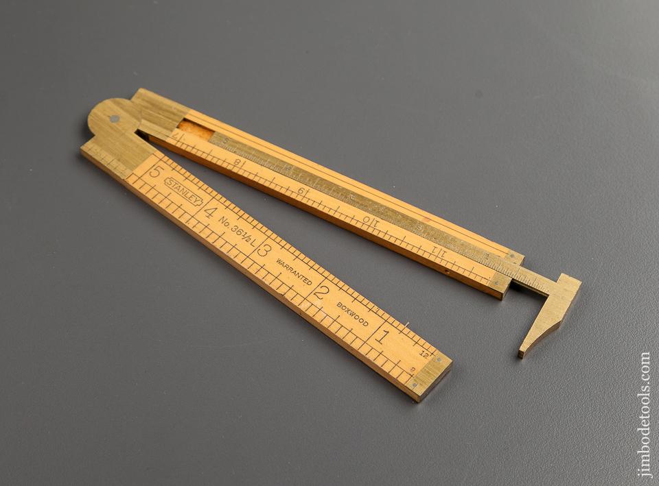 Mint One Foot Two Fold STANLEY NO. 36 1/2 Boxwood and Brass Carpenter's Caliper Rule - 77862R
