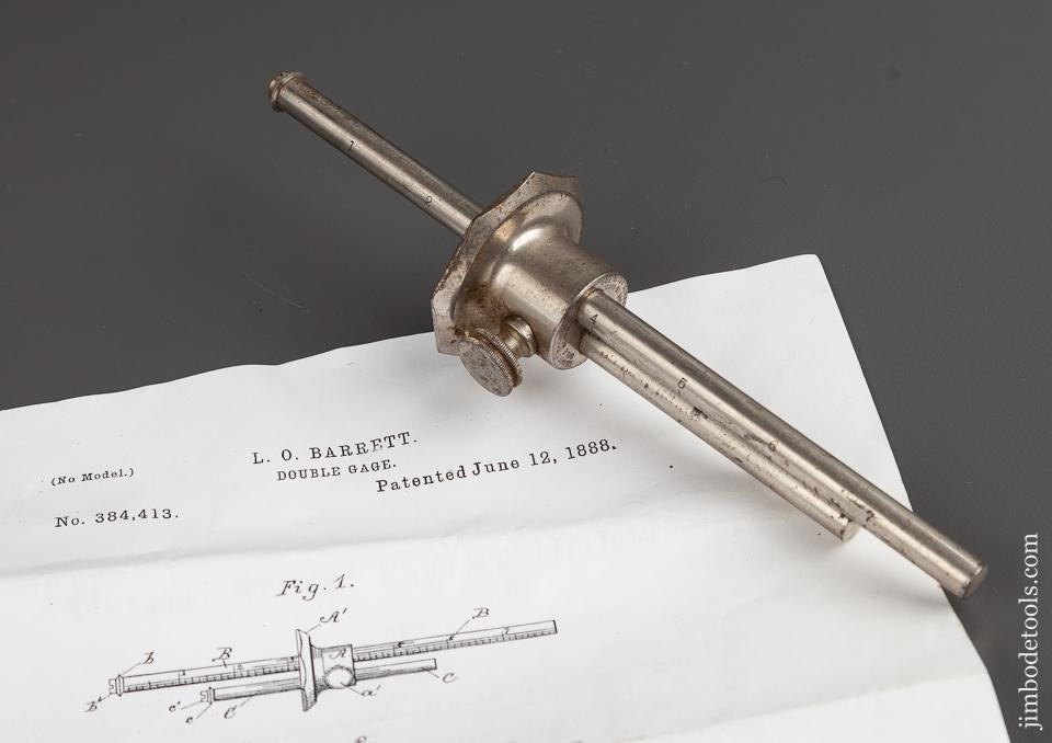 Fine 8 inch BARRETT'S Patent June 12, 1888 Marking Gauge by LEAVITT MFG. CO. - 77866R