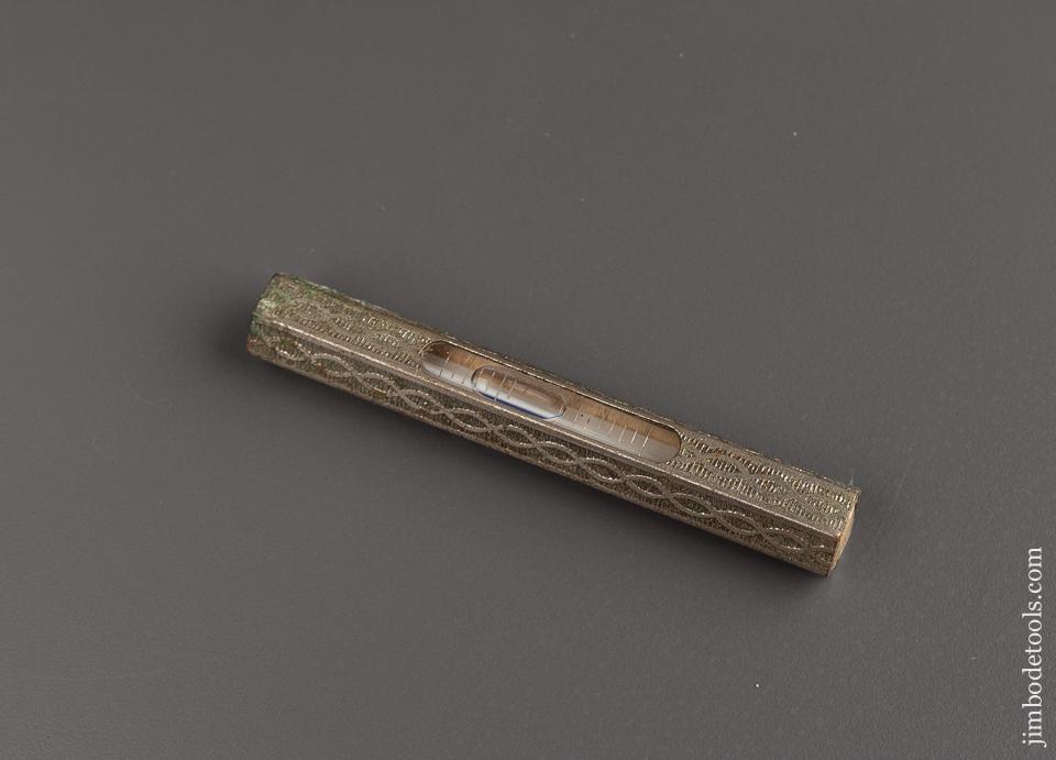 Ornate Four inch Nickeled Brass Hexagonal Level - 77872R