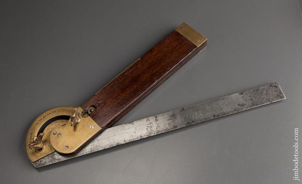 Rare and Ornate! FISHER Patent June 23, 1868 Twelve inch Rosewood and Brass Bevel - 77894R