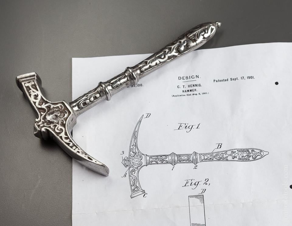 Fine 7 1/4 inch Ornate HENNIG Patent September 17, 1901 Hammer - 77921R