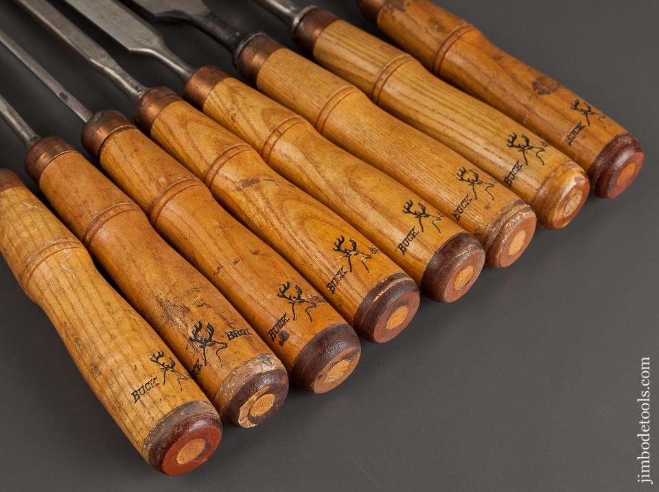 NEAR MINT Set of Eight BUCK BROS Tang Firming Chisels - 77942