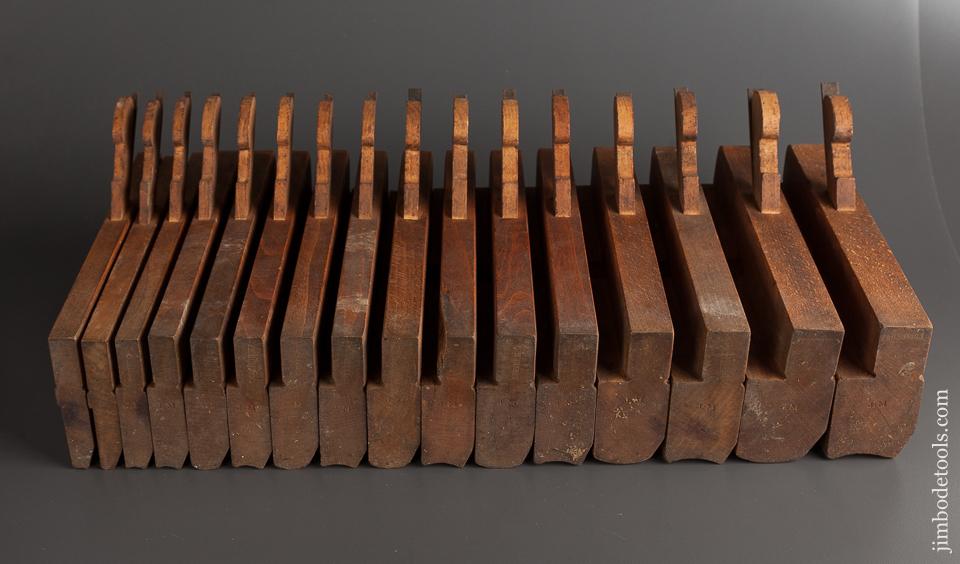 Fantastic CRISP Set of 16 J. DENISON Hollows & Rounds Molding Planes circa 1840-76 Saybrook, CT - 78009