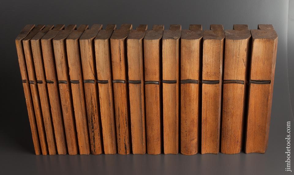 Fantastic CRISP Set of 16 J. DENISON Hollows & Rounds Molding Planes circa 1840-76 Saybrook, CT - 78009