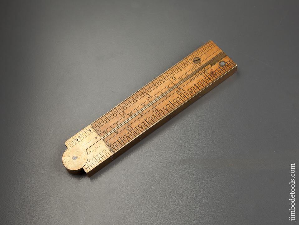 Extra Fine STANLEY No. 036 Full Bound Boxwood and Brass One Foot Two Fold Combination Rule - 78237R