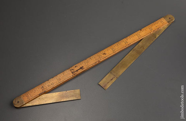 12 inch STANLEY No. 42 Boxwood and Brass Ship Carpenter's Bevel - 78238R