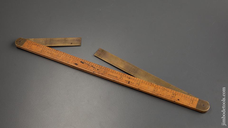 12 inch STANLEY No. 42 Boxwood and Brass Ship Carpenter's Bevel - 78238R