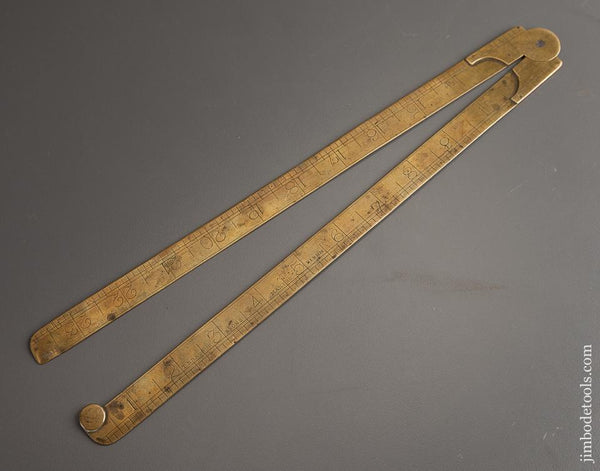 Rare T. BRADBURY Folding Two foot Brass Blacksmith's Rule - 78279R