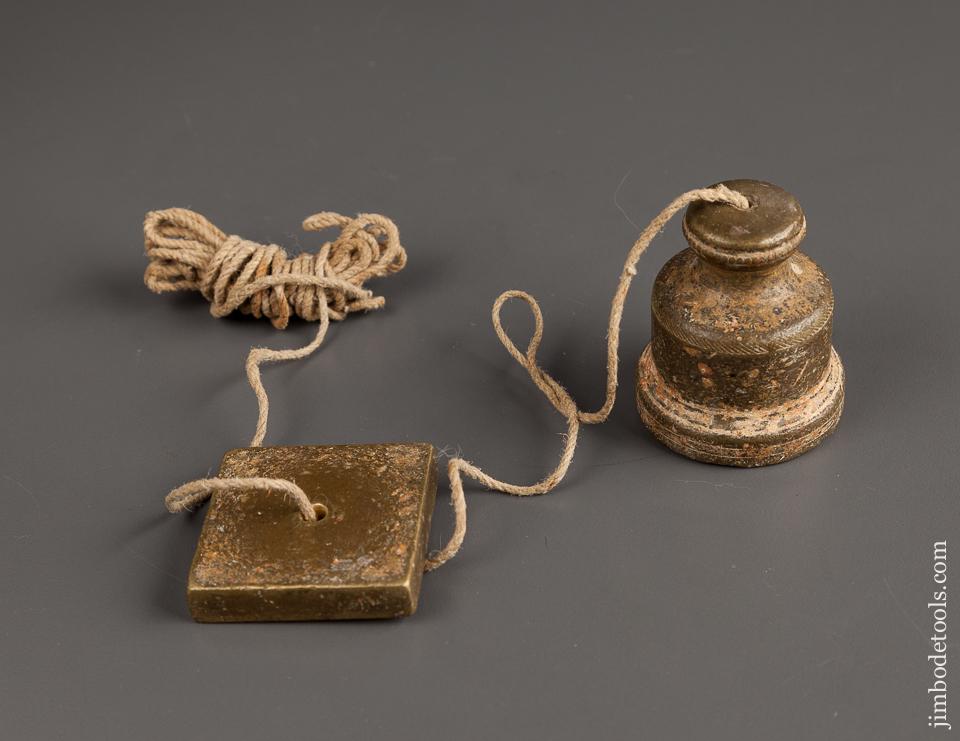 Fantastic! 18th Century 16 ounce Brass Plumb Bob with Period Bead and Rope Knurling - 78282R