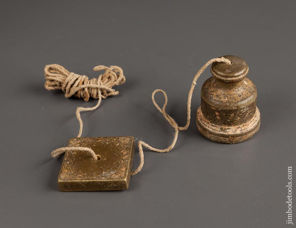 Fantastic! 18th Century 16 ounce Brass Plumb Bob with Period Bead and Rope Knurling - 78282R