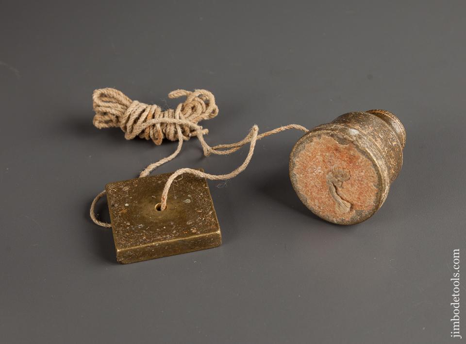 Fantastic! 18th Century 16 ounce Brass Plumb Bob with Period Bead and Rope Knurling - 78282R
