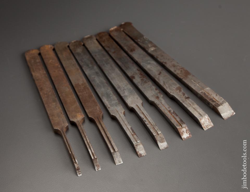 Set of Eight OHIO TOOL CO Irons for Center Wheel Plow Plane - 78406U